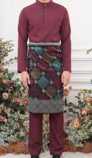 Aiden Baju Melayu in Maroon