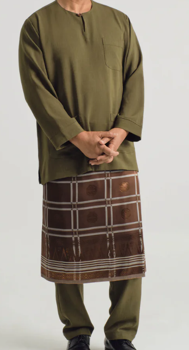 Classic Fit Baju Melayu Teluk Belanga - Green