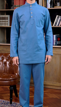 Raya Men Baju Melayu Set Steel Blue