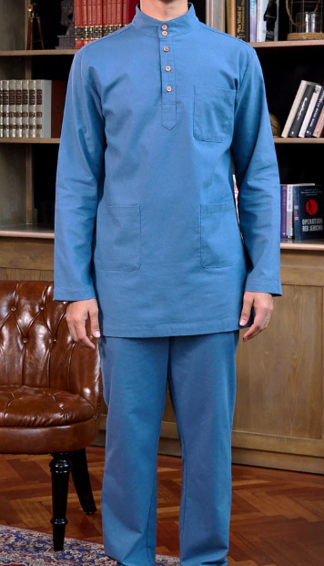 Raya Men Baju Melayu Set Steel Blue